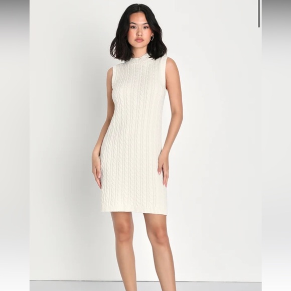 Warmest Impression Ivory Cable Knit Mini Dress - Picture 1 of 2